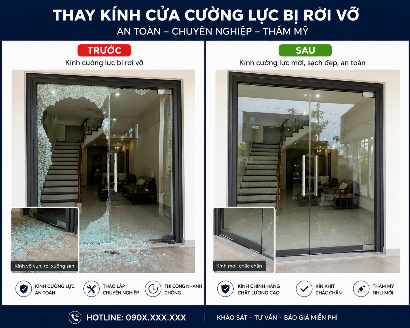 Thay Kính Cương Lực Rơi Vỡ
